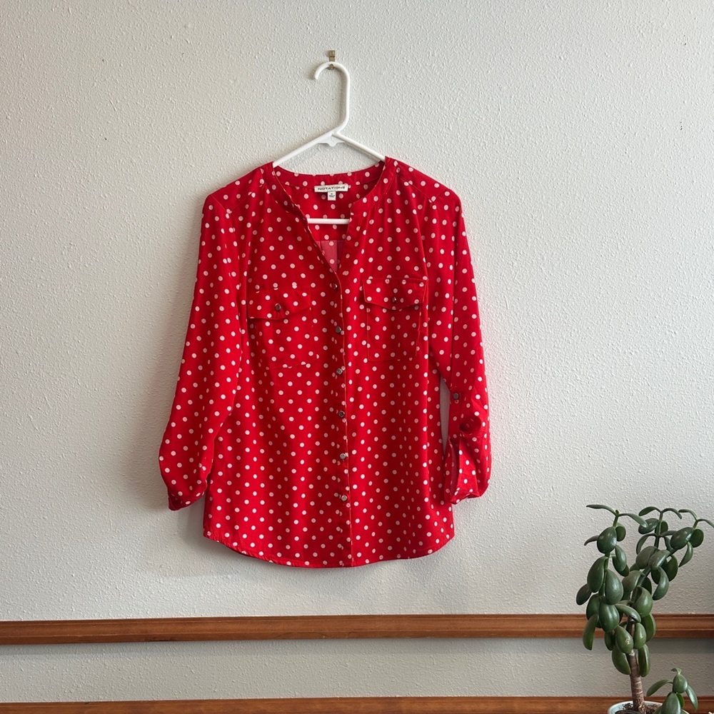 Red Polka Dot Blouse